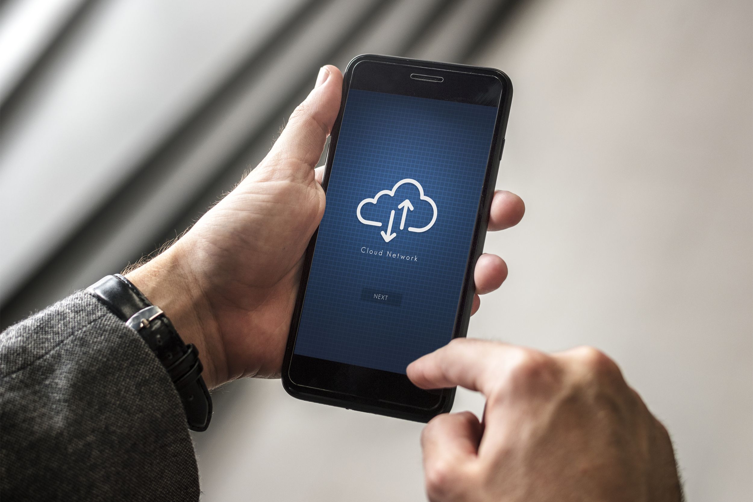 User accessing company data on mobile device via the cloud