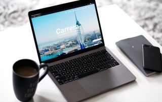 Carrera UK designed responsive website viewed on a laptop